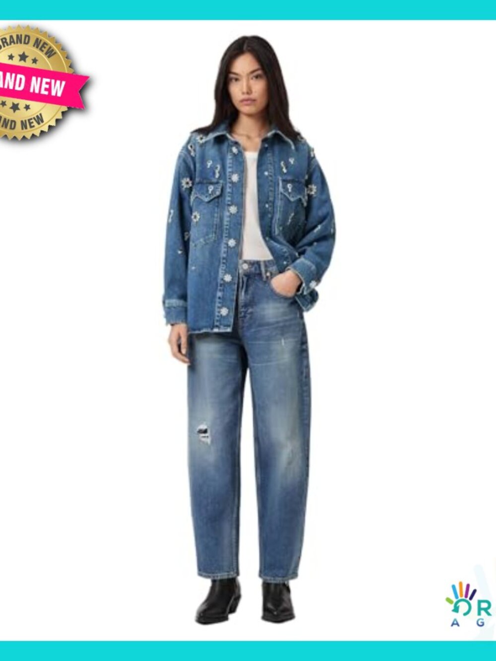 Classic Fit Denim Button Down Shirt Long Sleeve Elegant Chic Minimal - Picture 7 of 7